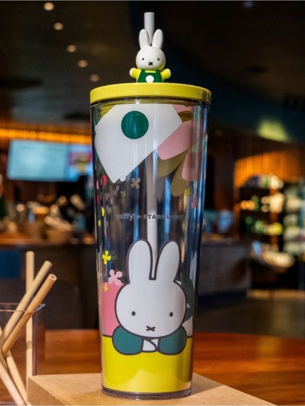 Starbucks x Miffy Yellow & Green Bunny Straw Tumbler